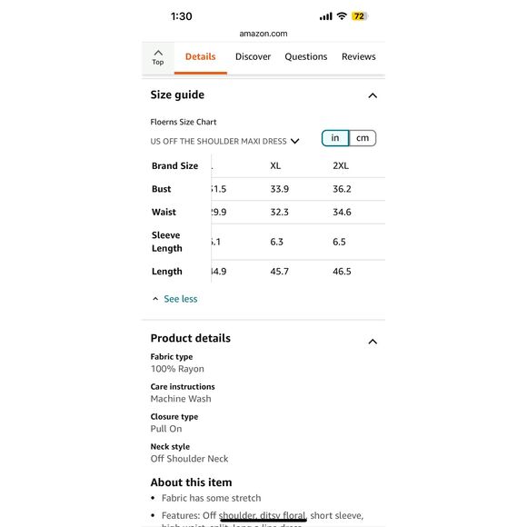 Floerns Women's Boho Floral Print Off Shoulder Split Long A Line Dress Size 3XL - Picture 12 of 14